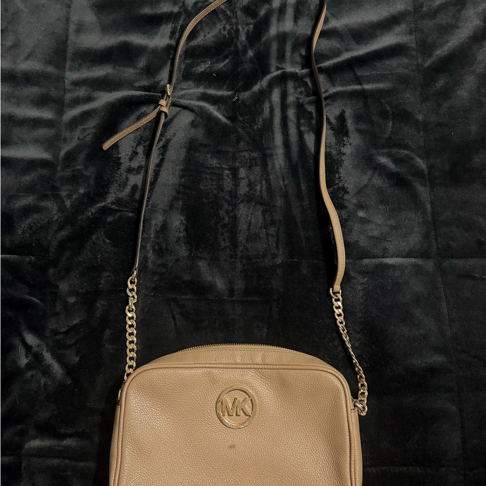 Michael Kors Beige Crossbody Bag with Gold Chain